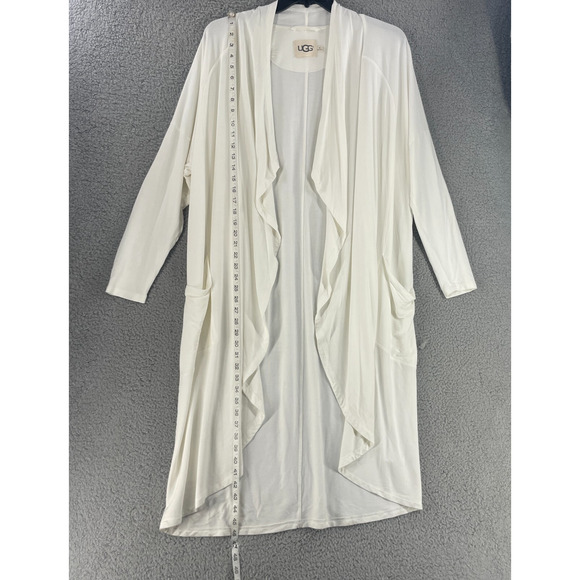 UGG Womens Cardigan Sweater Sz Medium / Large Cream Soft Stretch Lagenlook - Picture 3 of 13